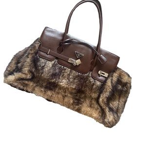 Fur Prada Tote/Shoulder Bag